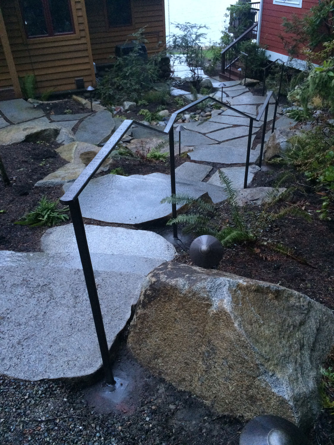 Hand Forged Iron Handrails - Series of Steps - Seattle, WA