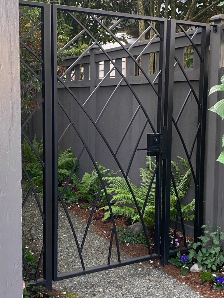 Tall Iron Garden Gate for Side Yard Path - going in